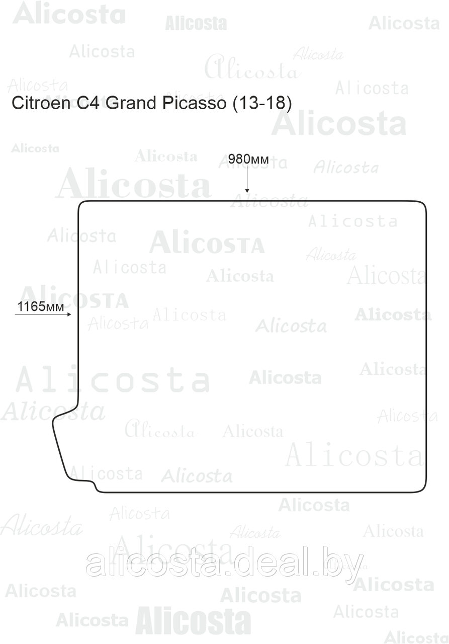 Ворсовый автоковрик Citroen C4 Grand Picasso (13-18) Багажник, Premium, Черный - фото 1 - id-p199181131