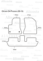 Ворсовые автоковрики Citroen C4 Picasso (06-13) Салон, Premium, Черный