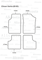 ЭВА автоковрики Citroen Xantia (92-02) Салон, Шестиугольник, Черный