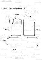 ЭВА автоковрики Citroen Xsara Picasso (99-12) Салон, Шестиугольник, Черный