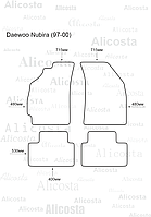 Ворсовые автоковрики Daewoo Nubira (97-00) Салон, Premium, Черный
