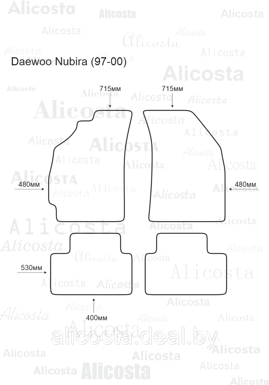 ЭВА автоковрики Daewoo Nubira (97-00) Салон, Шестиугольник, Черный - фото 1 - id-p199181411