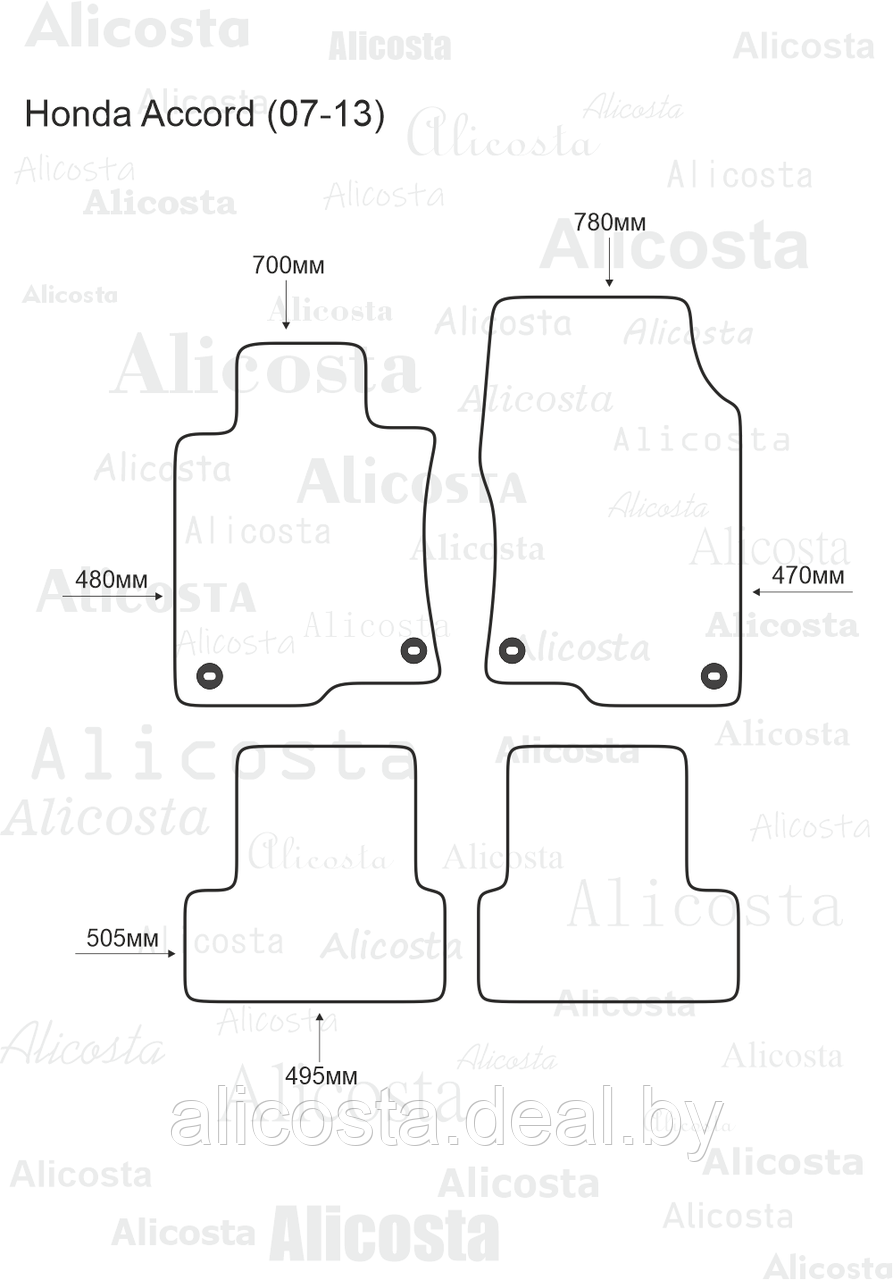 Ворсовые автоковрики Honda Accord (07-13) Салон, Standart, Черный - фото 1 - id-p199183952