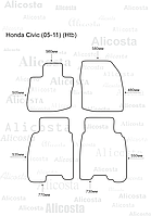 Ворсовые автоковрики Honda Civic (05-11) (Htb) Салон, Premium, Черный
