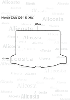 Ворсовый автоковрик Honda Civic (05-11) (Htb) Багажник, Premium, Черный