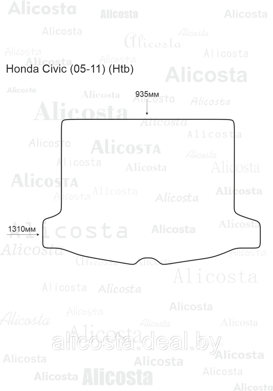 Ворсовый автоковрик Honda Civic (05-11) (Htb) Багажник, Standart, Черный - фото 1 - id-p199184033