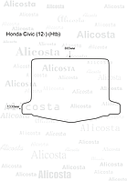 Ворсовый автоковрик Honda Civic (12-) (Htb) Багажник, Premium, Черный