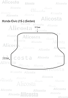 Ворсовый автоковрик Honda Civic (15-) (Sedan) Багажник, Premium, Черный