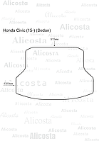 Ворсовый автоковрик Honda Civic (15-) (Sedan) Багажник, Standart, Черный