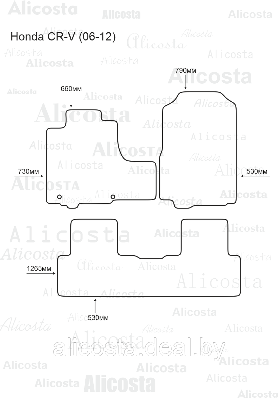 Ворсовые автоковрики Honda CR-V (06-12) Салон, Premium, Черный - фото 1 - id-p199184129