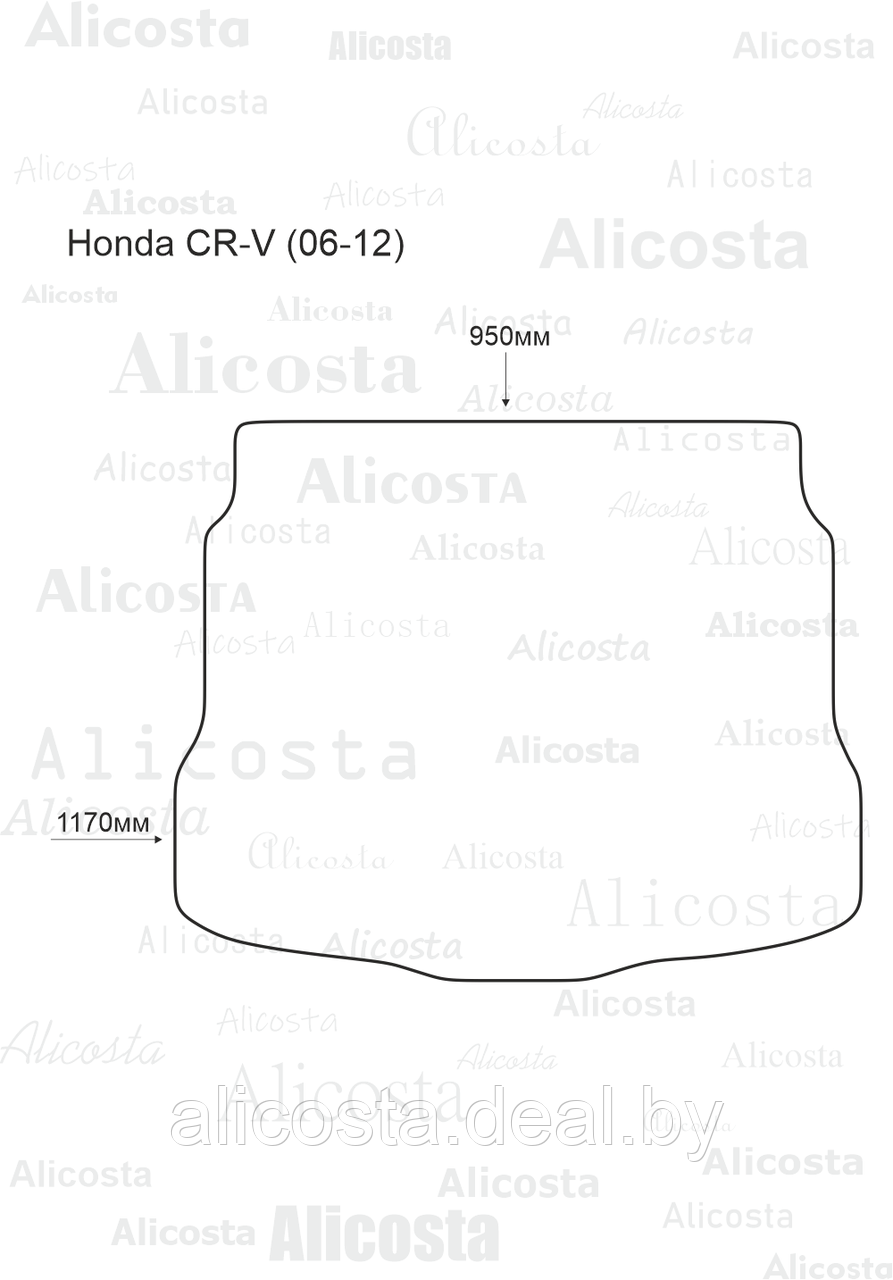 ЭВА автоковрик Honda CR-V (06-12) Багажник, Шестиугольник, Черный - фото 1 - id-p199184142