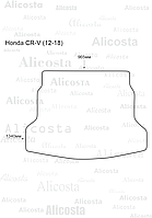 Ворсовый автоковрик Honda CR-V (12-18) Багажник, Premium, Бежевый