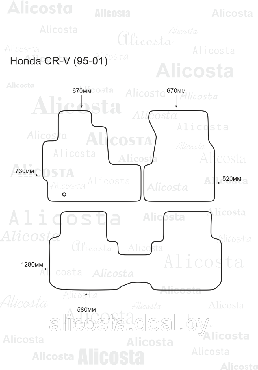 Ворсовые автоковрики Honda CR-V (95-01) Салон, Premium, Черный - фото 1 - id-p199184174