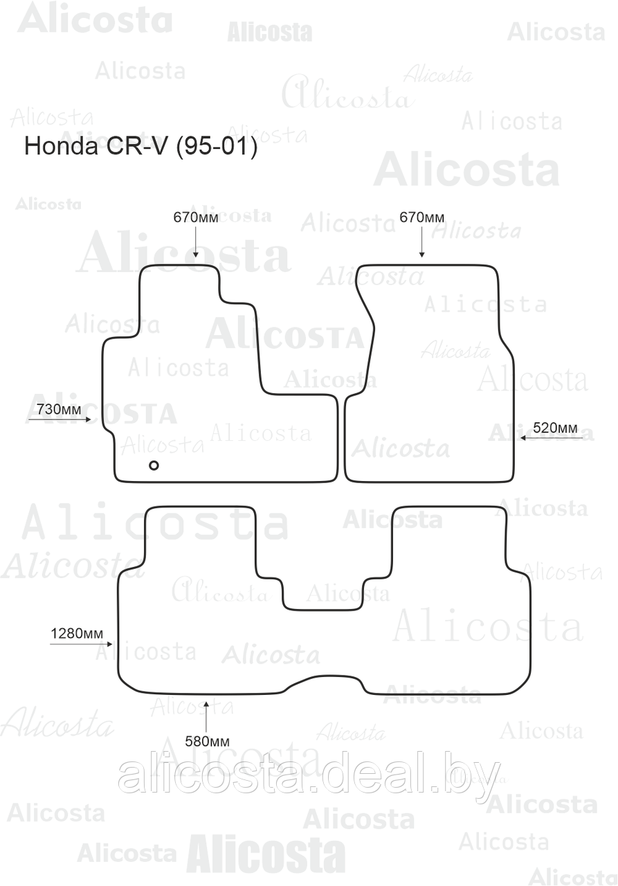 ЭВА автоковрики Honda CR-V (95-01) Салон, Ромб, Черный - фото 1 - id-p199184180