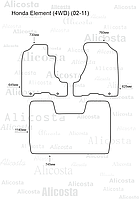 ЭВА автоковрики Honda Element (4WD) (02-11) Салон, Шестиугольник, Черный
