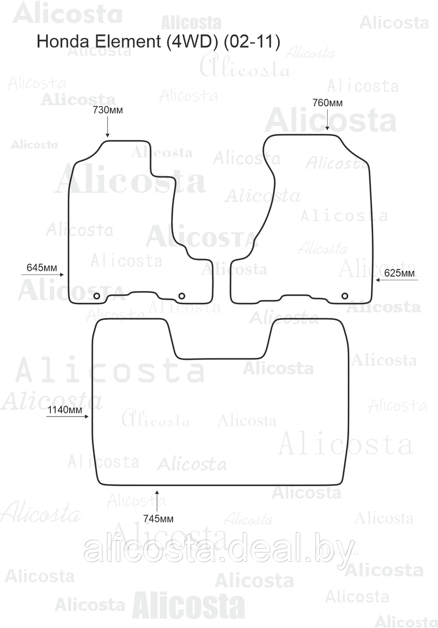 ЭВА автоковрики Honda Element (4WD) (02-11) Салон, Шестиугольник, Черный - фото 1 - id-p199184205