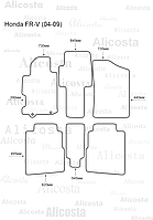 ЭВА автоковрики Honda FR-V (04-09) 6 шт Салон, Шестиугольник, Черный