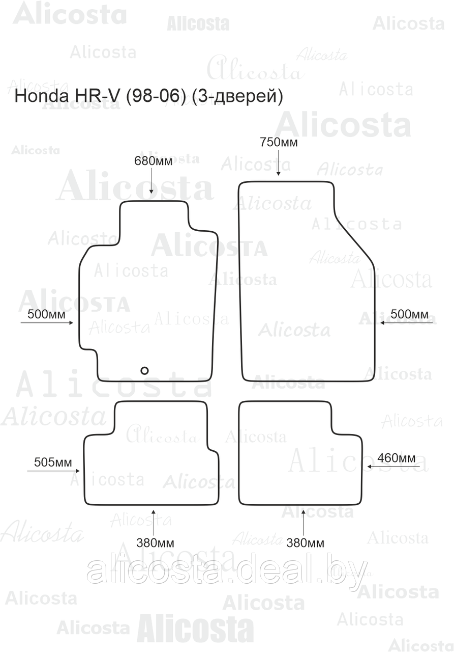 Ворсовые автоковрики Honda HR-V (98-06) (3-двери) Салон, Premium, Черный - фото 1 - id-p199184264