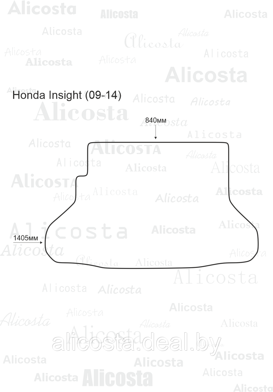 Ворсовый автоковрик Honda Insight (09-14) Багажник, Premium, Черный - фото 1 - id-p199184291