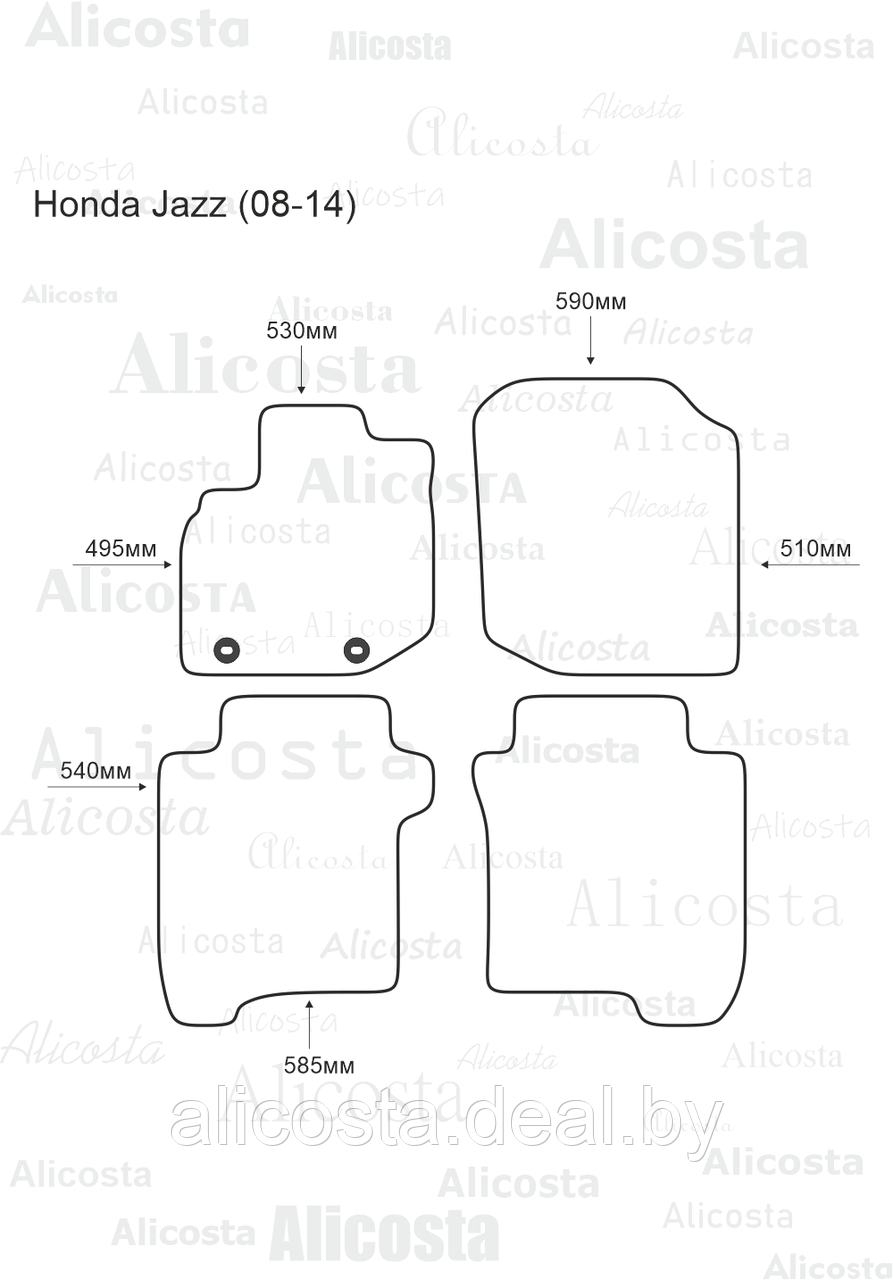 Ворсовые автоковрики Honda Jazz (08-14) Салон, Premium, Черный - фото 1 - id-p199184336