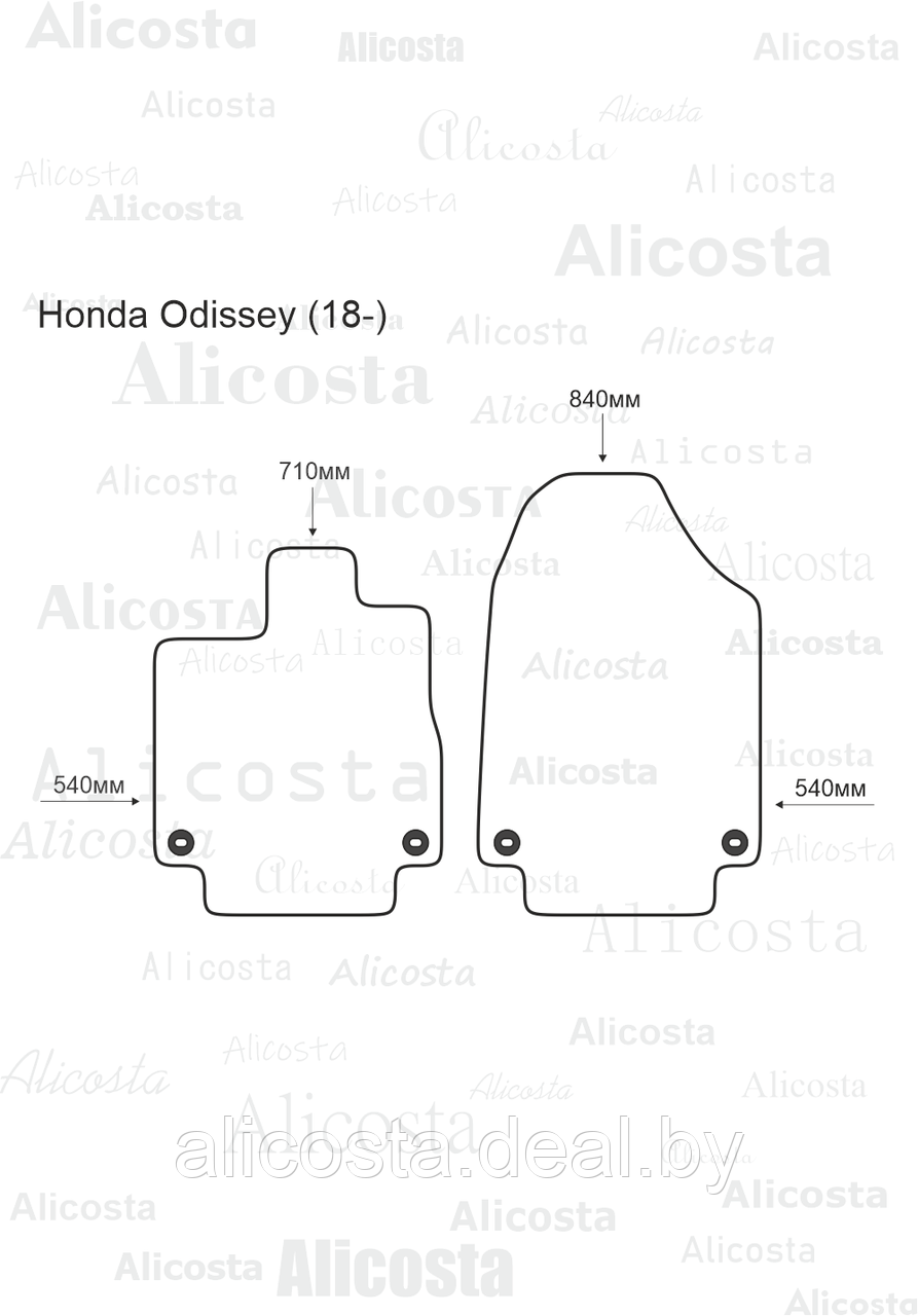 Ворсовые автоковрики Honda Odyssey (18-) Салон, Premium, Черный - фото 1 - id-p199184417