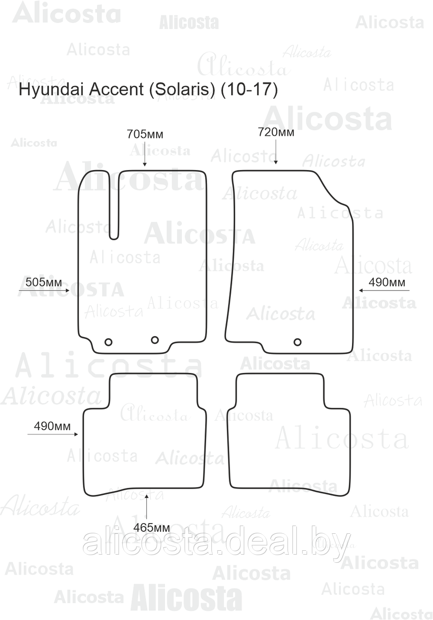 Ворсовые автоковрики Hyundai Accent (Solaris) (10-17) Салон, Standart, Черный - фото 1 - id-p199184563