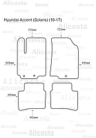 ЭВА автоковрики Hyundai Accent (Solaris) (10-17) Салон, Ромб, Черный