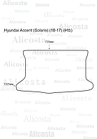 Ворсовый автоковрик Hyundai Accent (Solaris) (10-17) (Htb) Багажник, Premium, Черный