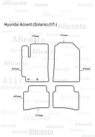 Ворсовые автоковрики Hyundai Accent (Solaris) (17-) Салон, Premium, Черный