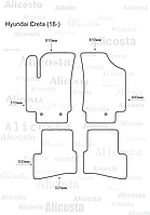 ЭВА автоковрики Hyundai Creta (16-) Салон, Шестиугольник, Серый