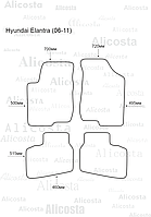ЭВА автоковрики Hyundai Elantra (06-11) Салон, Шестиугольник, Черный