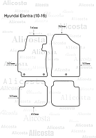 ЭВА автоковрики Hyundai Elantra (10-16) Салон, Ромб, Черный