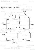 Ворсовые автоковрики Hyundai i30 (07-12) (Combi) Салон, Standart, Черный