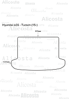 ЭВА автоковрик Hyundai ix35 - Tucson (15-) Багажник, Ромб, Черный