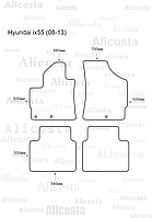 ЭВА автоковрики Hyundai ix55 (08-13) Салон, Шестиугольник, Черный
