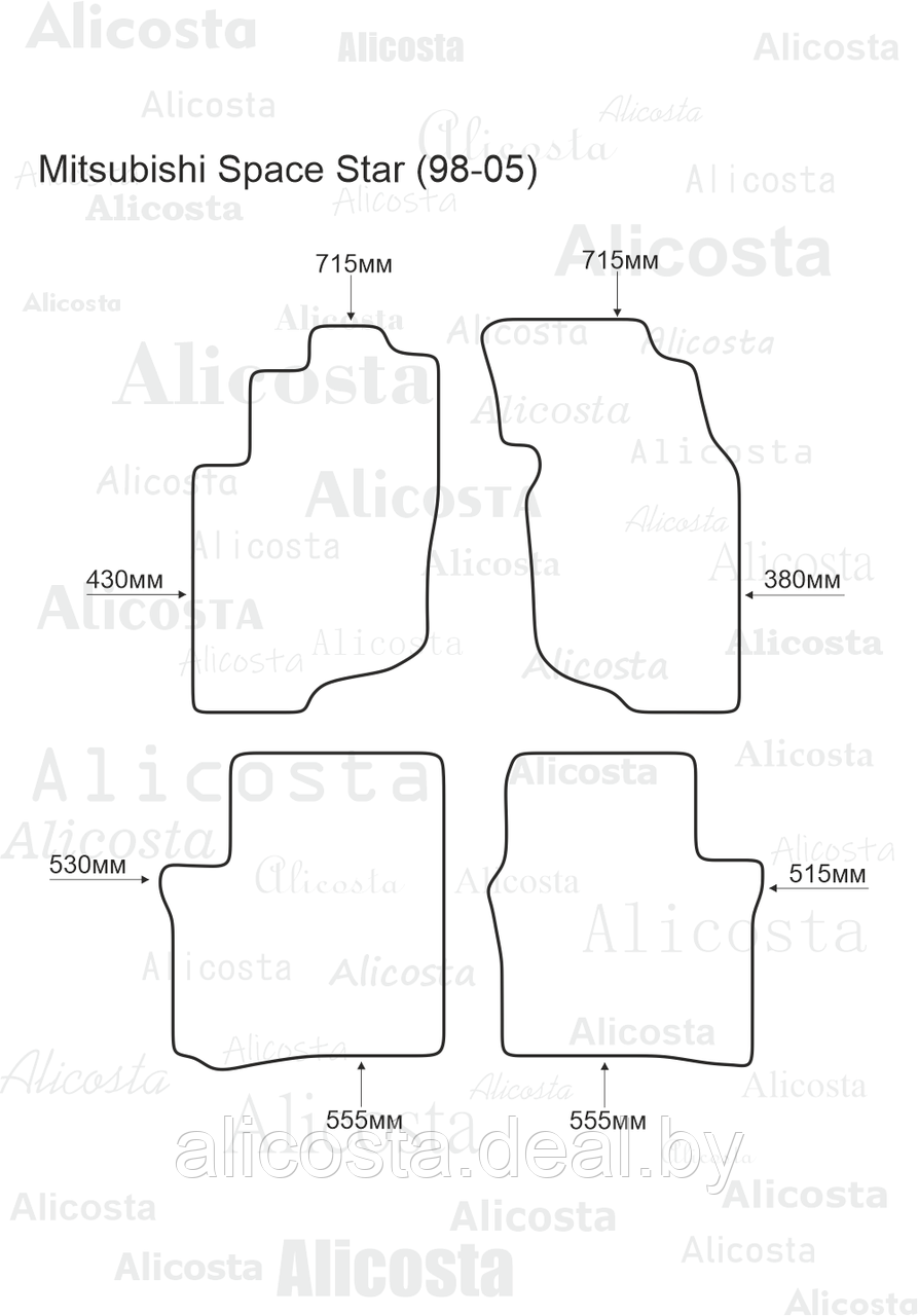 ЭВА автоковрики Mitsubishi Space Star (98-05) Салон, Шестиугольник, Черный - фото 1 - id-p199191135