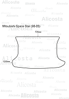 ЭВА автоковрик Mitsubishi Space Star (98-05) Багажник, Ромб, Черный