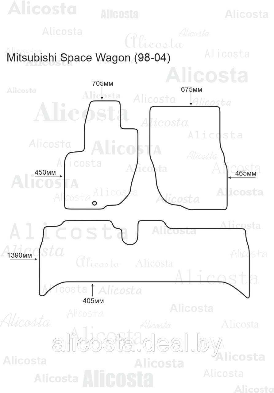 Ворсовые автоковрики Mitsubishi Space Wagon (98-04) Салон, Standart, Серый - фото 1 - id-p199191152