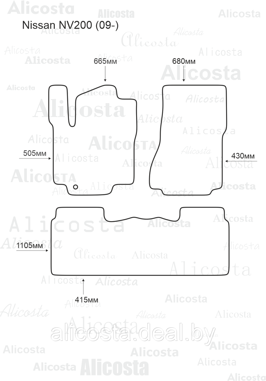 ЭВА автоковрики Nissan NV200 (09-) Салон, Ромб, Черный - фото 1 - id-p199191173