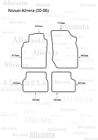 ЭВА автоковрики Nissan Almera (00-06) Салон, Шестиугольник, Серый