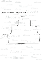 Ворсовый автоковрик Nissan Almera (00-06) (Sedan) Багажник, Premium, Черный