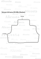 ЭВА автоковрик Nissan Almera (00-06) (Sedan) Багажник, Шестиугольник, Черный