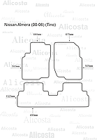 Ворсовые автоковрики Nissan Almera (00-06) (Tino) Салон, Premium, Черный