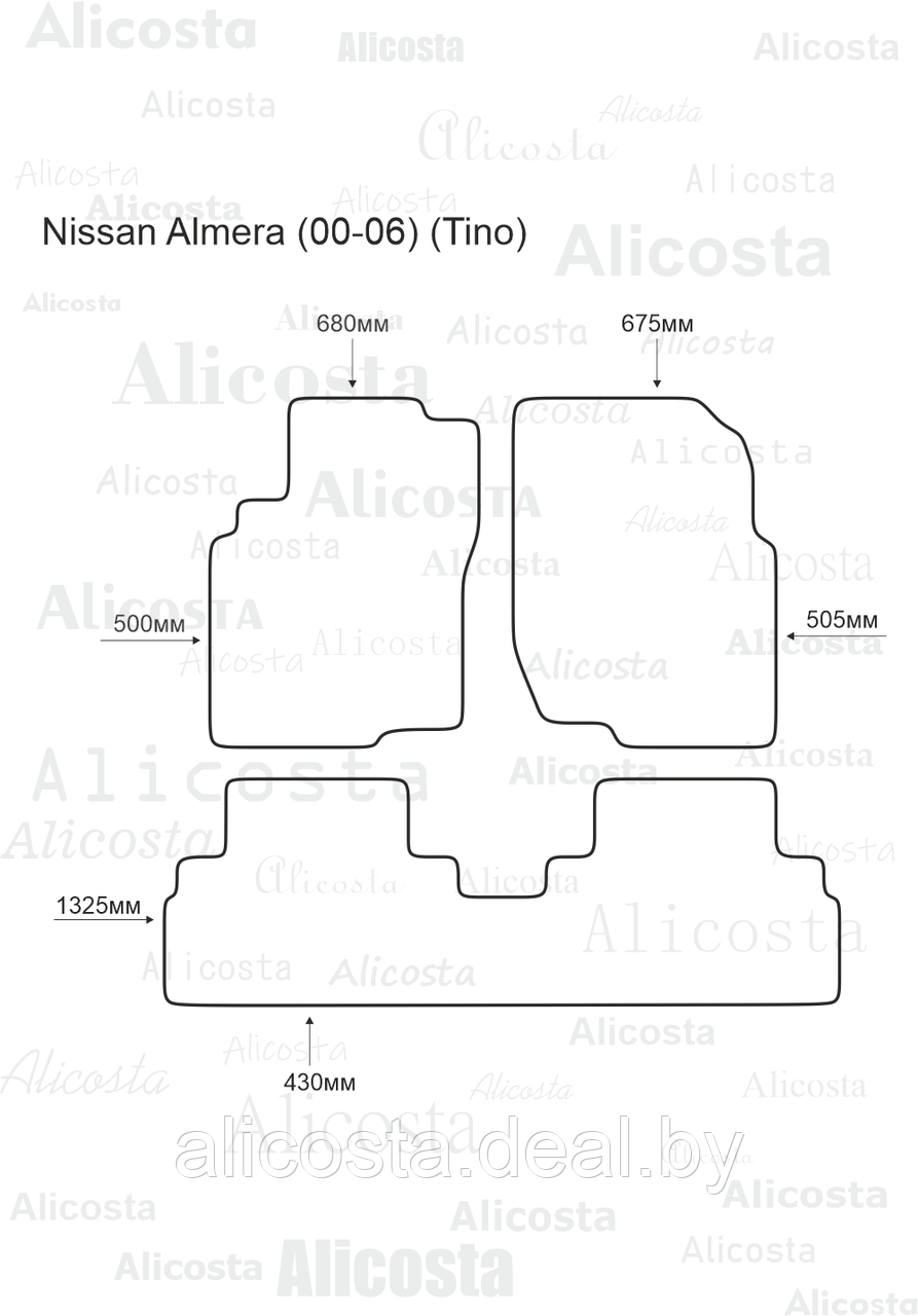 Ворсовые автоковрики Nissan Almera (00-06) (Tino) Салон, Standart, Черный - фото 1 - id-p199191259