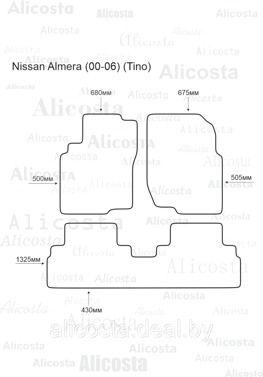 ЭВА автоковрики Nissan Almera (00-06) (Tino) Салон, Шестиугольник, Черный - фото 1 - id-p199191261