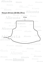 Ворсовый автоковрик Nissan Almera (00-06) (Tino) Багажник, Premium, Черный