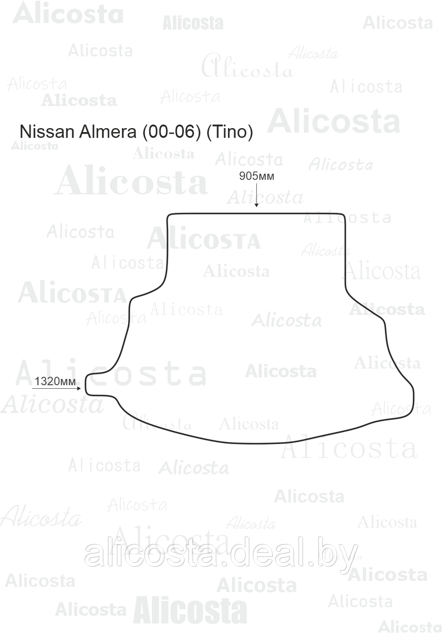 Ворсовый автоковрик Nissan Almera (00-06) (Tino) Багажник, Premium, Черный - фото 1 - id-p199191266