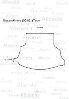 Ворсовый автоковрик Nissan Almera (00-06) (Tino) Багажник, Standart, Черный