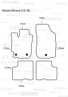 Ворсовые автоковрики Nissan Almera (12-18) Салон, Premium, Черный