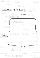 Ворсовый автоковрик Nissan Almera (12-18) (Sedan) Багажник, Premium, Черный